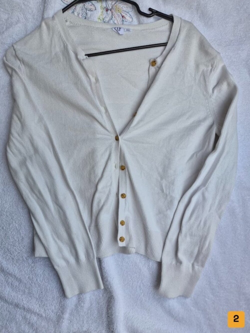 Gap White Knit Button Up Cardigan Sweater Size L